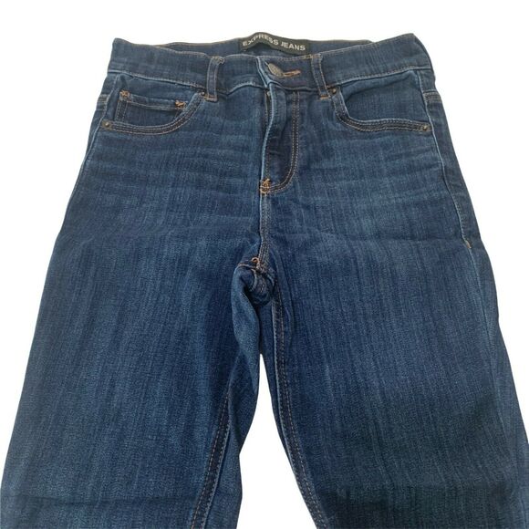 Express Women's Jegging Skinny Jeans Cropped Frayed Leg Size 2 Stretch High Rise - Picture 7 of 8